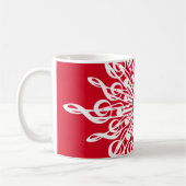 Kerst Rode ornamentaal monogram G-Clef Sneeuwvlok Koffiemok (Links)