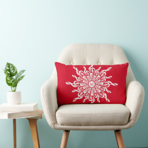 Kerst Rode ornamentaal monogram G-Clef Sneeuwvlok Kussen