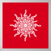 Kerst Rode ornamentaal monogram G-Clef Sneeuwvlok Poster (Voorkant)