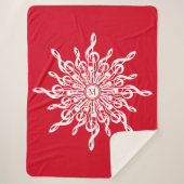 Kerst Rode ornamentaal monogram G-Clef Sneeuwvlok Sherpa Deken (Voorkant)