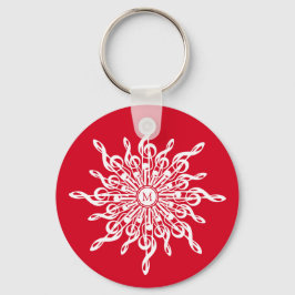 Kerst Rode ornamentaal monogram G-Clef Sneeuwvlok Sleutelhanger