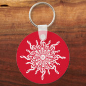 Kerst Rode ornamentaal monogram G-Clef Sneeuwvlok Sleutelhanger (Voorkant)