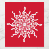Kerst Rode ornamentaal monogram G-Clef Sneeuwvlok Wijn Etiket (Enkel label)