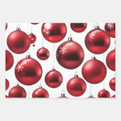 Kerst Rode Ornamenten Cadeauverpakking, Vakantie C Inpakpapier Vel (Voorkant 3)