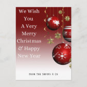 Kerst rode Ornamenten in rode ombre achtergrond Feestdagenkaart (Voorkant)