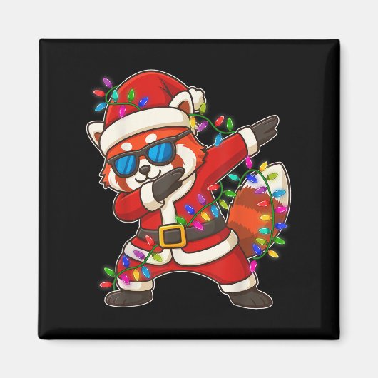 Kerst rode panda dabbing licht kerstmis voor magneet (Voorkant)