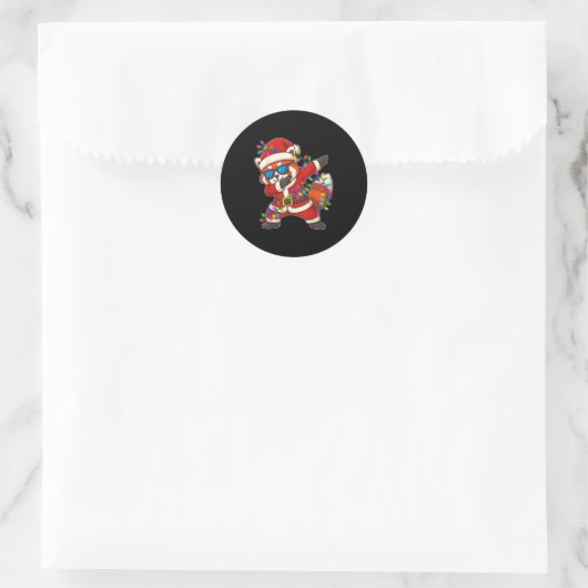 Kerst rode panda dabbing licht kerstmis voor ronde sticker (Tas)