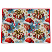 Kerst rode papieren boodschappentassen groot cadeauzakje (Voorkant)