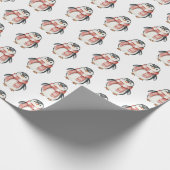Kerst rode pepermunt pinguïns cadeaupapier (Hoek)
