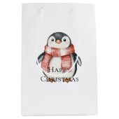 Kerst rode pepermunt pinguïns medium cadeauzakje (Voorkant)