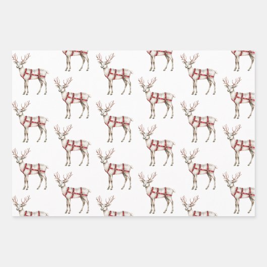 Kerst Rode pepermunt rendier Santa Sleigh Inpakpapier Vel (Voorkant)