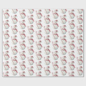 Kerst Rode Pepermunt Snowman Cadeaupapier (Vlak)