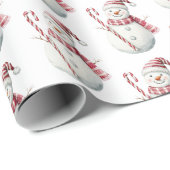Kerst Rode Pepermunt Snowman Cadeaupapier (Rol Hoek)