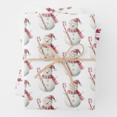 Kerst Rode Pepermunt Snowman Snowflake Penguin Inpakpapier Vel (In situ)
