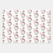 Kerst Rode Pepermunt Snowman Snowflake Penguin Inpakpapier Vel (Voorkant)