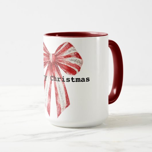 Kerst rode pepermunt witte bogen mok (Voorkant rechts)