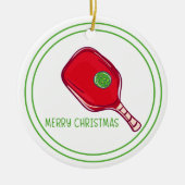 Kerst Rode Pickleball Paddle Ontwerp Festief Keramisch Ornament (Voorkant)