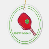 Kerst Rode Pickleball Paddle Ontwerp Festief Keramisch Ornament (Links)