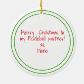 Kerst Rode Pickleball Paddle Ontwerp Festief Keramisch Ornament (Achterkant)