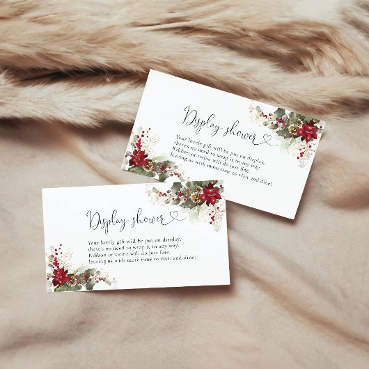 Kerst Rode Poinsettia Baby shower Display Informatiekaartje
