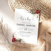 Kerst Rode Poinsettia Baby shower Invitation Kaart