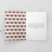 Kerst Rode Poinsettia Bloemen bruiloft Bedankkaart (Binnen)