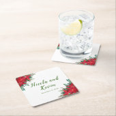 Kerst Rode Poinsettia Bloemen bruiloft Kartonnen Onderzetters (Insitu)