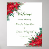 Kerst Rode Poinsettia Bloemen bruiloft Poster (Voorkant)
