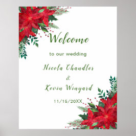 Kerst Rode Poinsettia Bloemen bruiloft Poster