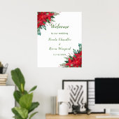 Kerst Rode Poinsettia Bloemen bruiloft Poster (Thuiskantoor)