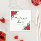 Kerst Rode Poinsettia Bloemen bruiloft Servet (Insitu)