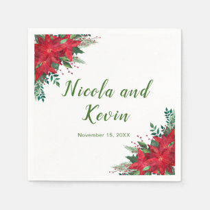 Kerst Rode Poinsettia Bloemen bruiloft Servet