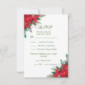 Kerst Rode Poinsettia Bloemen Huwelijk RSVP (Voorkant)
