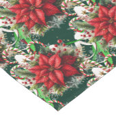 Kerst Rode Poinsettia Bloemen met snoep Canes Korte Tafelloper (Hoek)