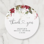 Kerst Rode Poinsettia Bruidscadeausetiket Bedankjes Labels (Voorkant)