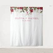 Kerst Rode Poinsettia Bruiloft Backdrops Wandkleed (Voorkant)