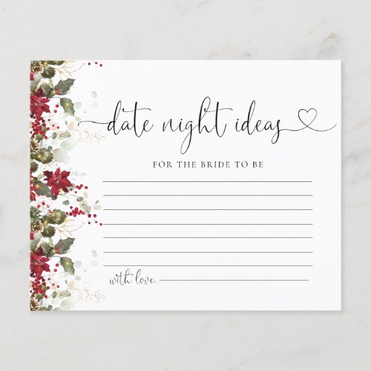 Kerst Rode Poinsettia Datum Nacht Ideeën Kaart (Voorkant)