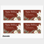Kerst Rode Poinsettia Foliage Retouradres Rechthoekige Sticker (Vel)