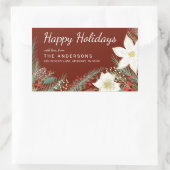 Kerst Rode Poinsettia Foliage Retouradres Rechthoekige Sticker (Tas)