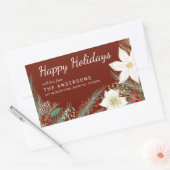 Kerst Rode Poinsettia Foliage Retouradres Rechthoekige Sticker (Envelop)