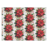 Kerst Rode Poinsettia Goud Glitter Tafelkleed (Voorkant (Horizontaal))