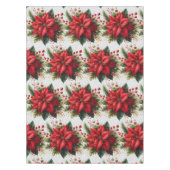Kerst Rode Poinsettia Goud Glitter Tafelkleed (Voorkant)