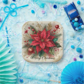 Kerst Rode Poinsettia Gouden Glitter Papier Bord (Feest)