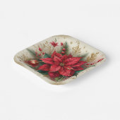 Kerst Rode Poinsettia Gouden Glitter Papier Bord (Gebogen)