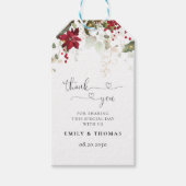 Kerst Rode Poinsettia Huwelijkscadeau Label Cadeaulabel (Voorkant)