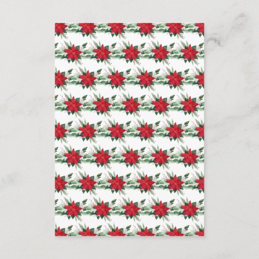 Kerst Rode Poinsettia Huwelijksreis Fonds Informatiekaartje (Achterkant)