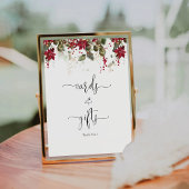 Kerst Rode Poinsettia Kaarten en cadeaubordje Reclamebord Met Voetstuk