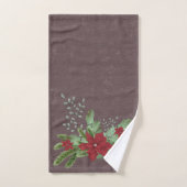 kerst rode poinsettia over groene bijkantoren bad handdoek (Handdoek)