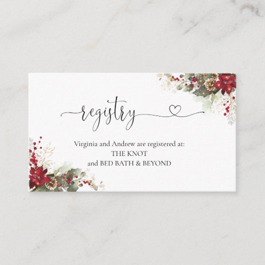 Kerst Rode Poinsettia Register Behuizing Kaart (Voorkant)