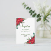 Kerst Rode Poinsettia Trouwregister Informatiekaartje (Staand voorkant)